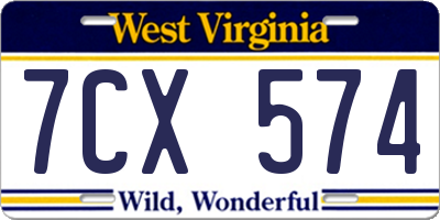 WV license plate 7CX574