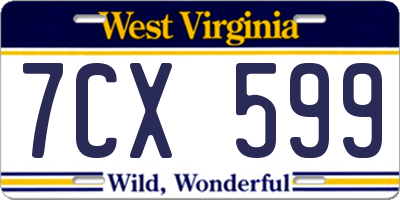 WV license plate 7CX599