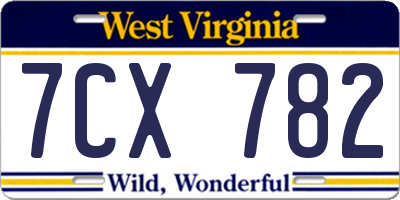 WV license plate 7CX782