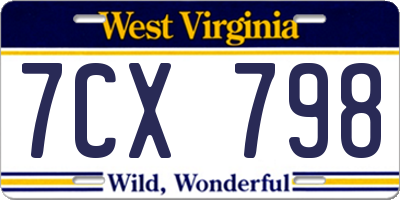 WV license plate 7CX798