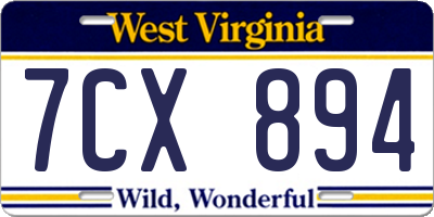 WV license plate 7CX894