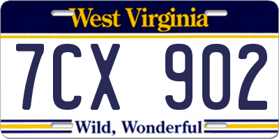 WV license plate 7CX902