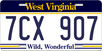 WV license plate 7CX907