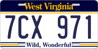 WV license plate 7CX971