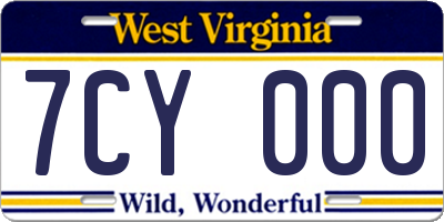 WV license plate 7CY000