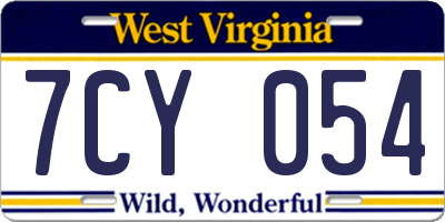 WV license plate 7CY054
