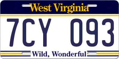 WV license plate 7CY093
