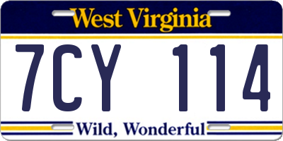 WV license plate 7CY114