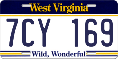 WV license plate 7CY169
