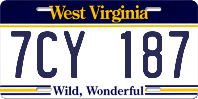 WV license plate 7CY187