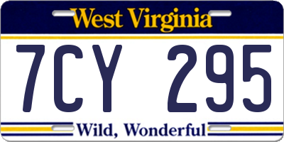 WV license plate 7CY295