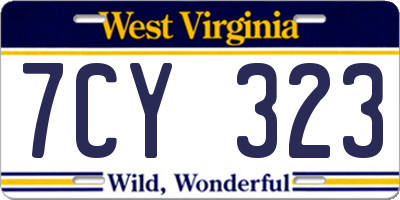 WV license plate 7CY323
