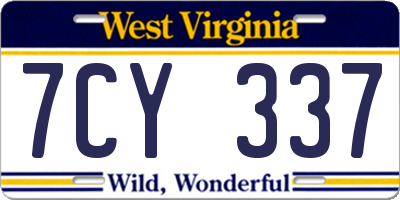 WV license plate 7CY337