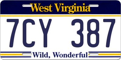 WV license plate 7CY387