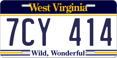 WV license plate 7CY414