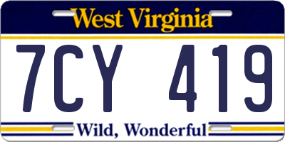 WV license plate 7CY419