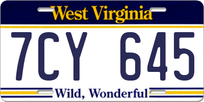 WV license plate 7CY645