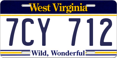 WV license plate 7CY712