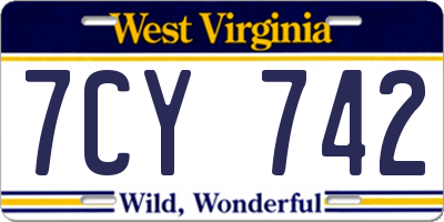 WV license plate 7CY742