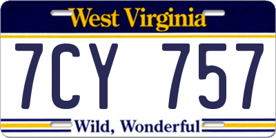 WV license plate 7CY757