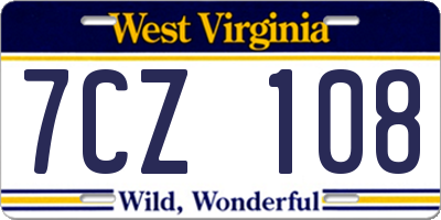 WV license plate 7CZ108