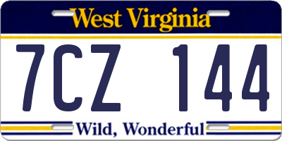 WV license plate 7CZ144