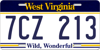 WV license plate 7CZ213