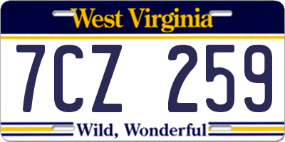 WV license plate 7CZ259