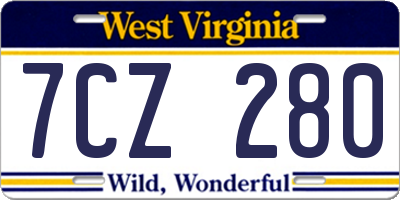 WV license plate 7CZ280