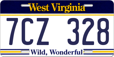 WV license plate 7CZ328