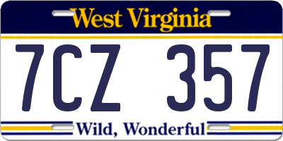 WV license plate 7CZ357