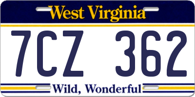 WV license plate 7CZ362