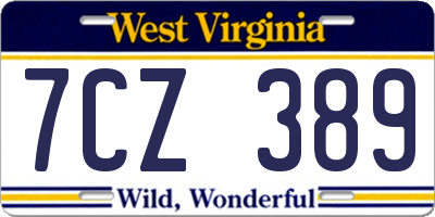 WV license plate 7CZ389