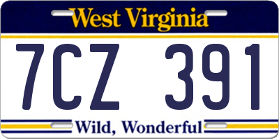 WV license plate 7CZ391