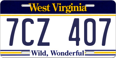 WV license plate 7CZ407