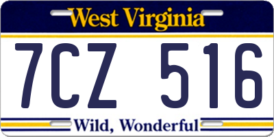 WV license plate 7CZ516