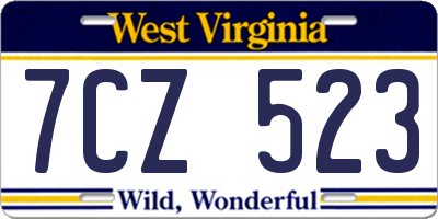 WV license plate 7CZ523