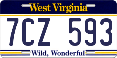 WV license plate 7CZ593