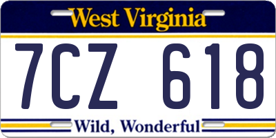 WV license plate 7CZ618