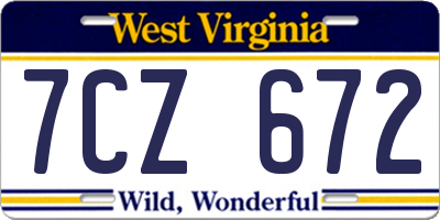 WV license plate 7CZ672