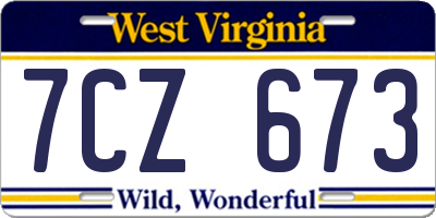WV license plate 7CZ673