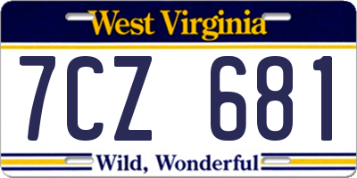 WV license plate 7CZ681