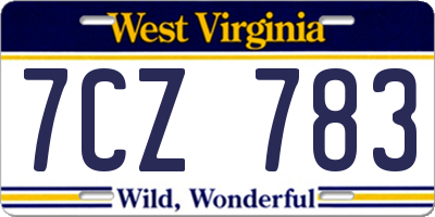 WV license plate 7CZ783