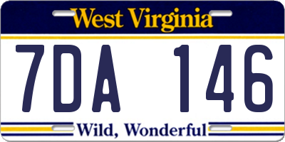 WV license plate 7DA146