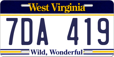 WV license plate 7DA419