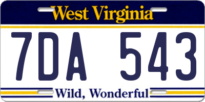WV license plate 7DA543