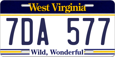 WV license plate 7DA577