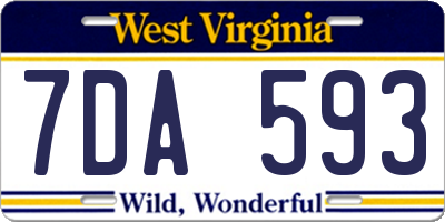 WV license plate 7DA593