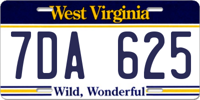 WV license plate 7DA625