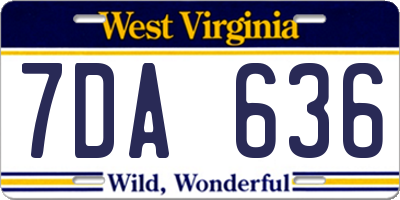 WV license plate 7DA636